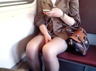 Amateur Girl in the train goes to the exams on sexyblondegirl.com