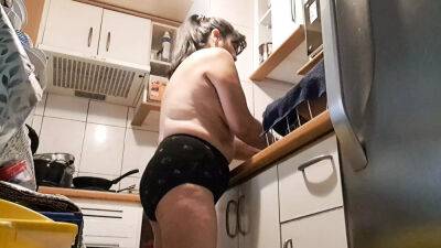 My husband likes to see me wash dishes in my underwear on sexyblondegirl.com